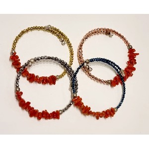 Bracciale corallo e ematite galvanica