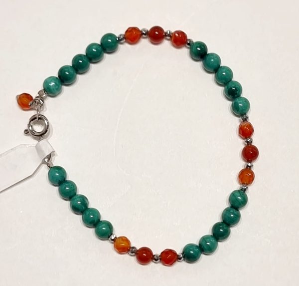 Bracciale malachite e agata corniola