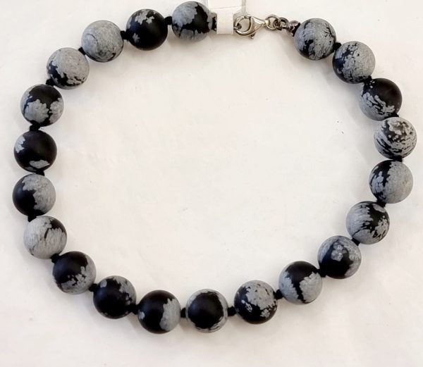 Bracciale ossidiana fiocco di neve