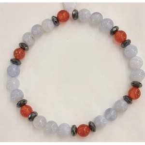 Bracciale calcedonio, agata e ematite