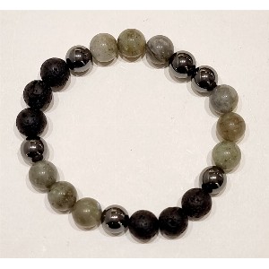 Bracciale ematite, lava e labradorite