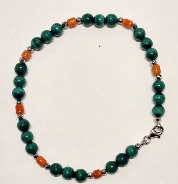 Bracciale Malachite e corallo