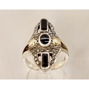 PROMOZIONE Anello in argento e agata nera