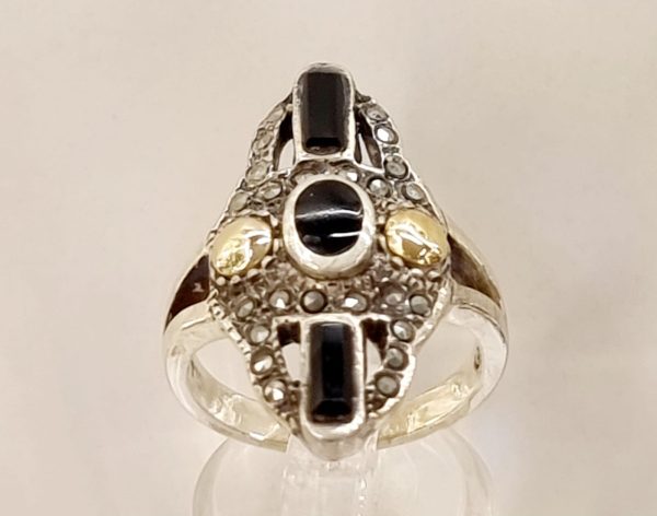 PROMOZIONE Anello in argento e agata nera