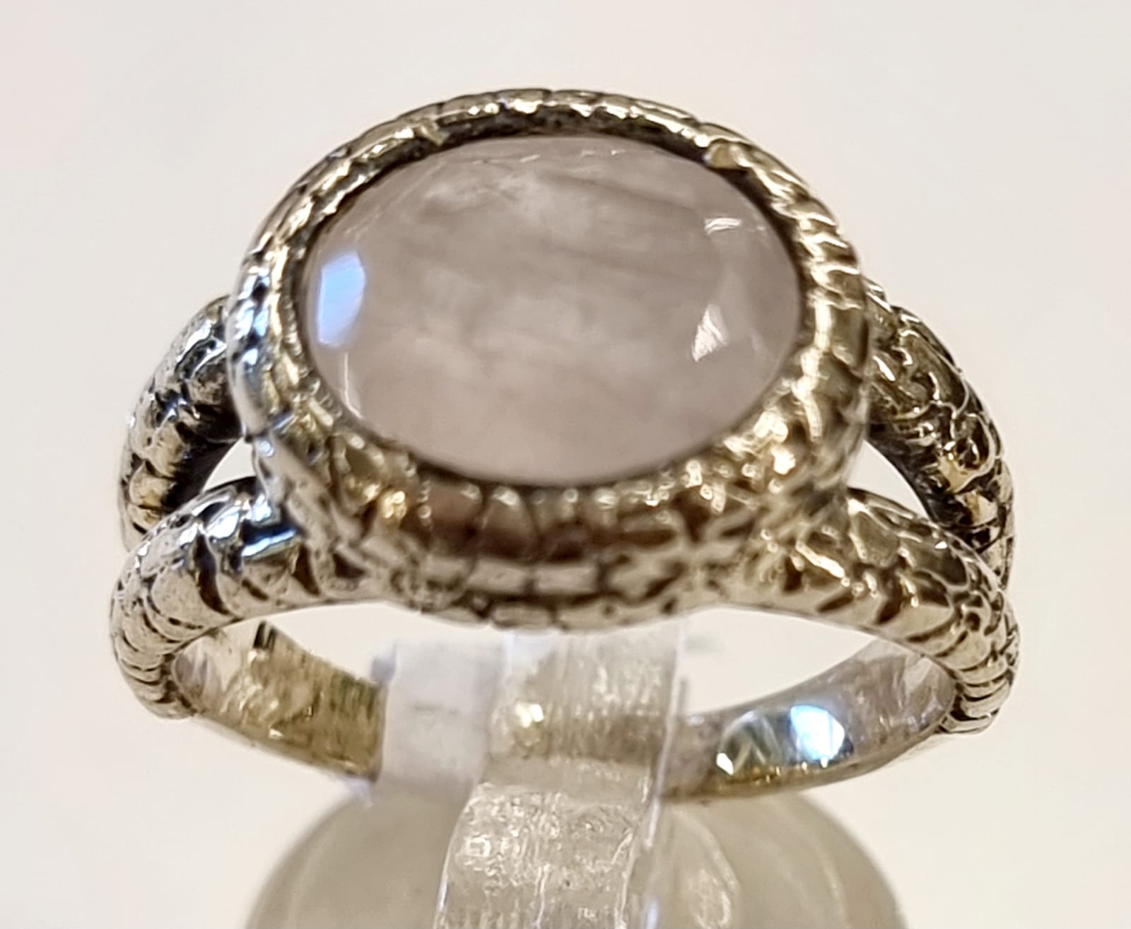 Anello argento e quarzo rosa