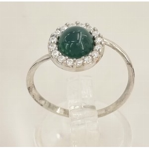 Anello agata verde e zirconi