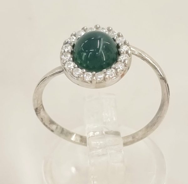 Anello agata verde e zirconi