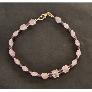 Bracciale quarzo rosa e ametista