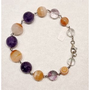 Bracciale ametista, agata e fluorite