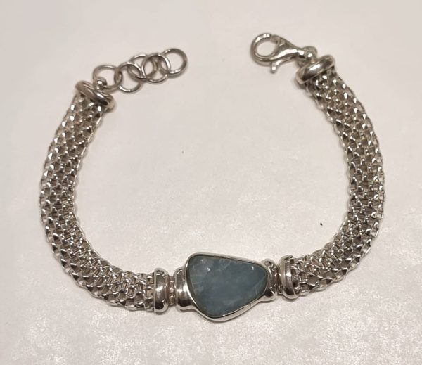 Bracciale argento e acquamarina