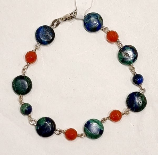Bracciale azzurrite e agata corniola