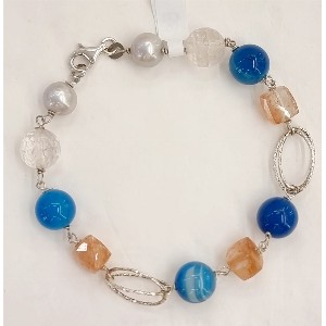 Bracciale agata, madreperla e pietra di sole