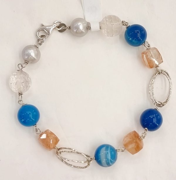 Bracciale agata, madreperla e pietra di sole
