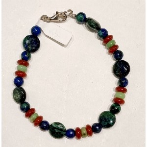 Bracciale azzurrite, agata e crisoprasio