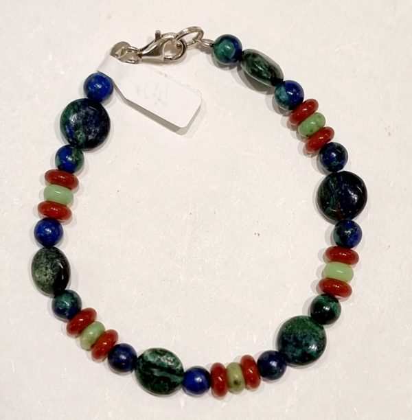 Bracciale azzurrite, agata e crisoprasio
