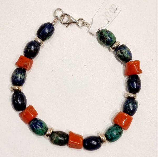 Bracciale azzurrite e Corallo