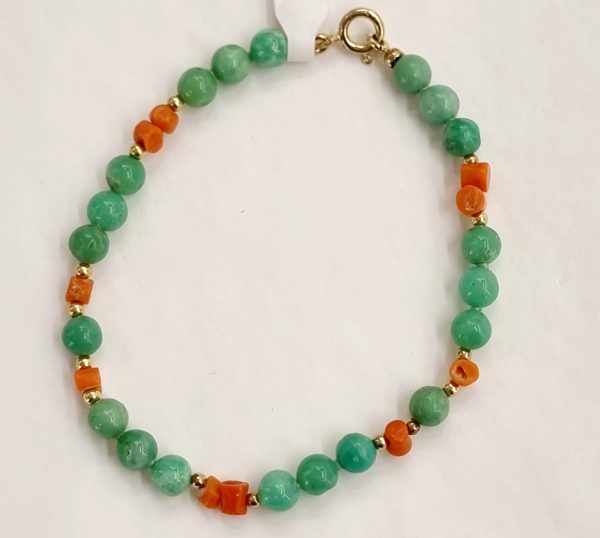 Bracciale crisoprasio e corallo