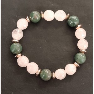 Bracciale quarzo rosa e verde