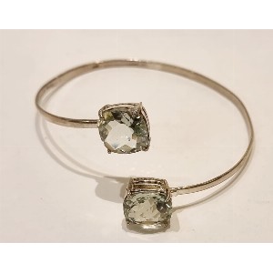 Bracciale rigido argento e prasiolite