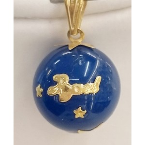 Ciondolo oro 18 kt e agata blu