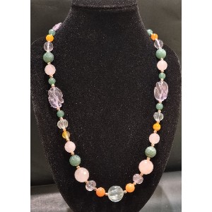 Collana fluorite, quarzo e agata