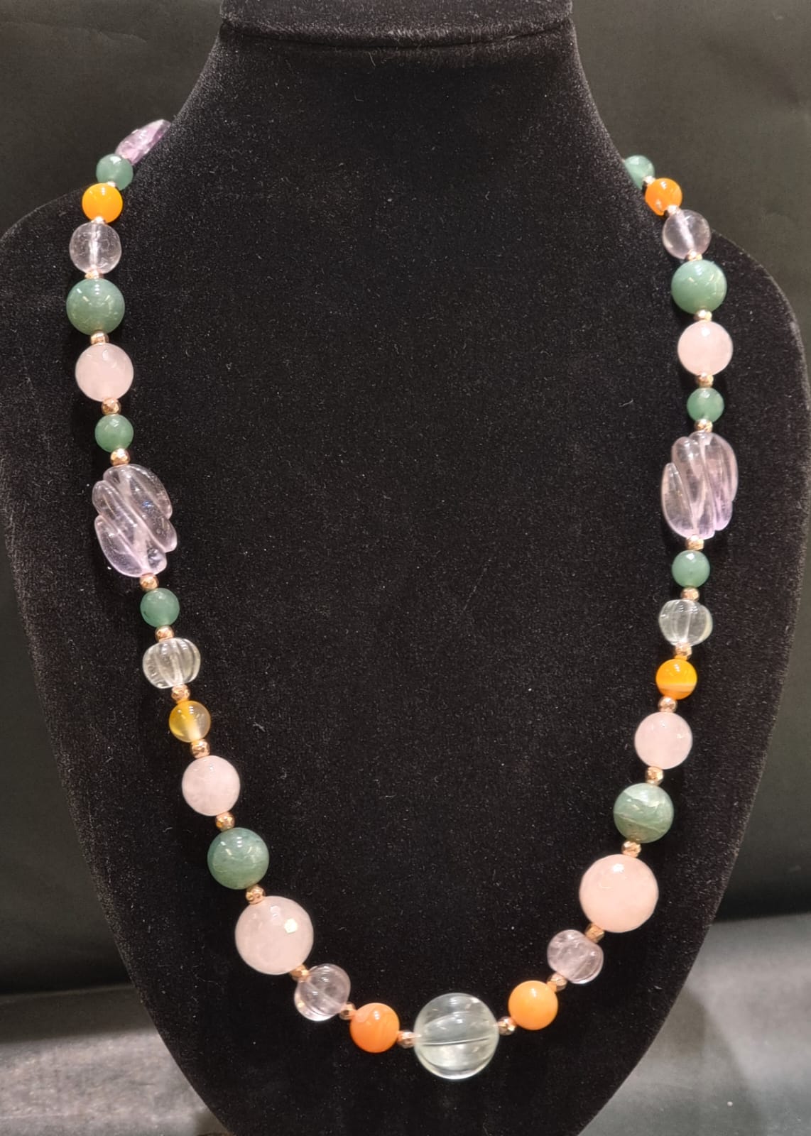 Collana fluorite, quarzo e agata