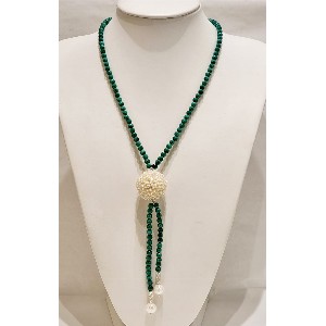 Collana malachite e perle di fiume