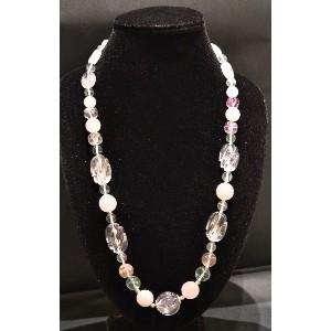 Collana in fluorite e quarzo rosa
