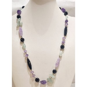 Collana in ametista, acquamarina e agata