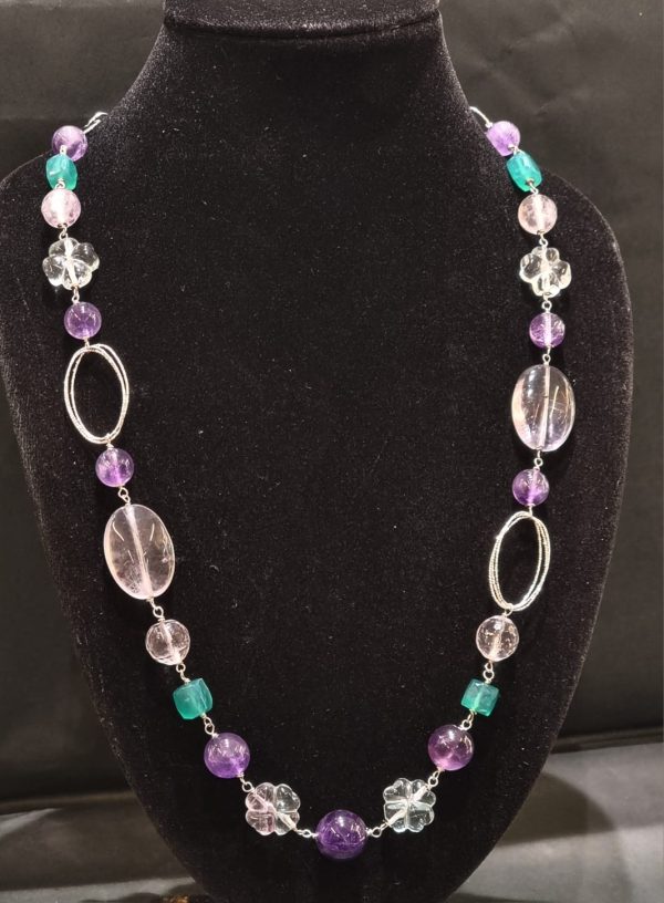 Collana fluorite e ametista