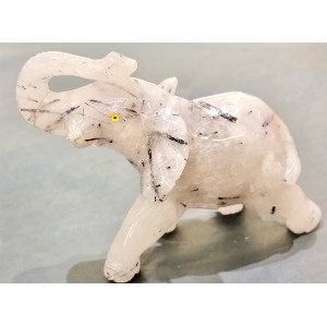 Elefante in quarzo tormalinato