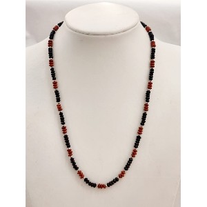 Collana in  ossidiana nera e diaspro rosso