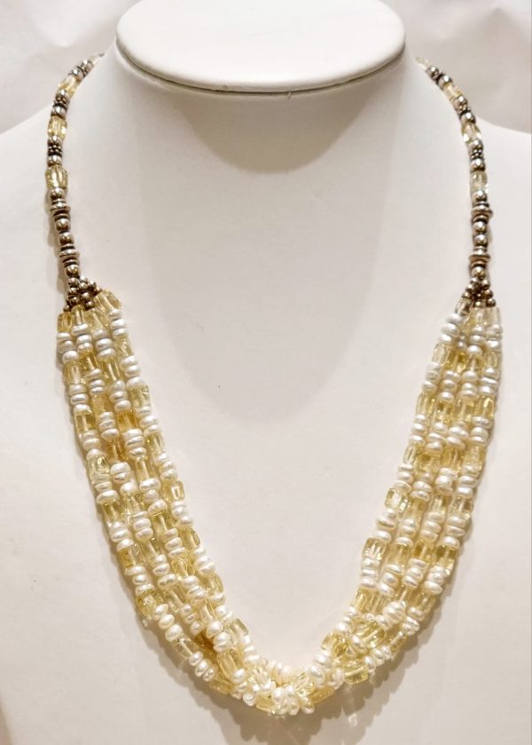 Collana perle di fiume e quarzo citrino