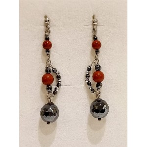 Orecchini ematite e diaspro rosso