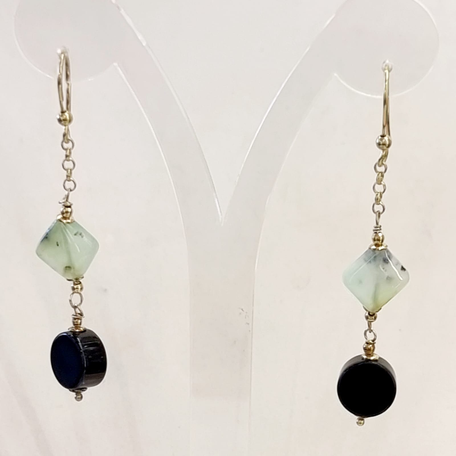 Orecchini crisoprasio e agata nera