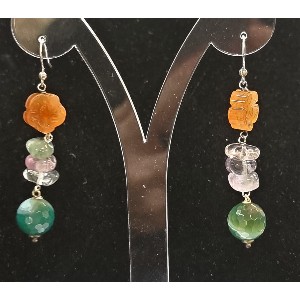 Orecchini fluorite e agata corniola