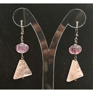 Orecchini fluorite e quarzo rosa