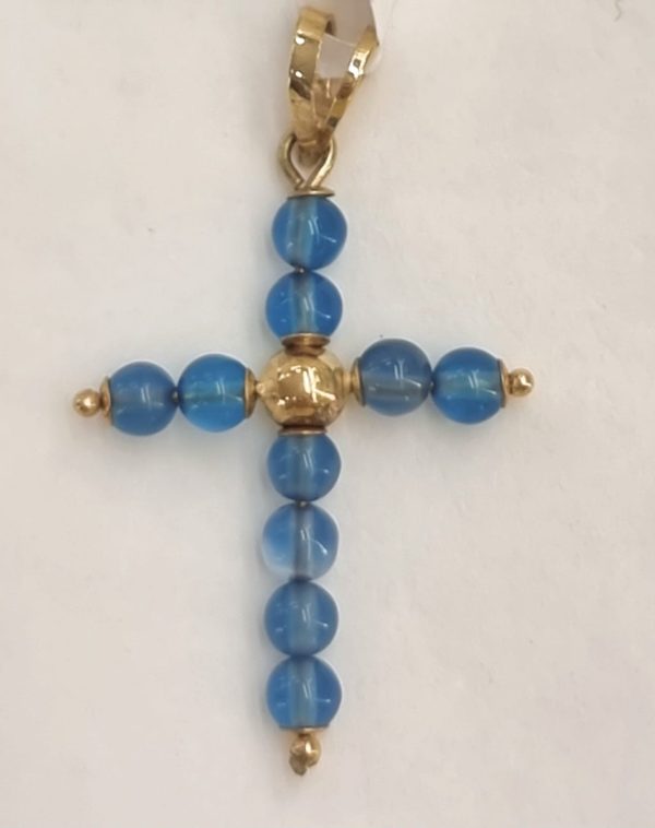 Ciondolo in oro 18 kt e agata blu