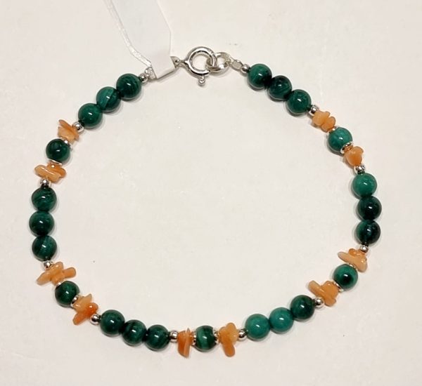 Bracciale malachite e corallo
