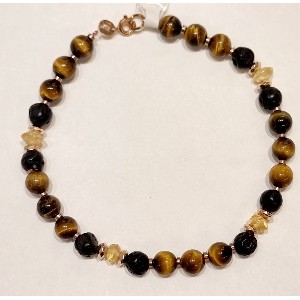 Bracciale occhio di tigre, lava e topazio