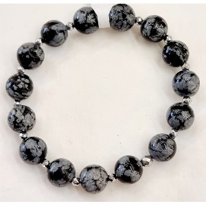 Bracciale ossidiana fiocco di neve