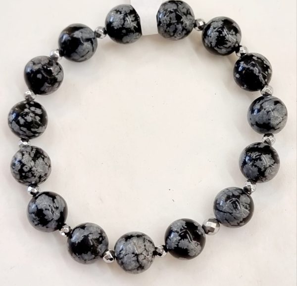 Bracciale ossidiana fiocco di neve