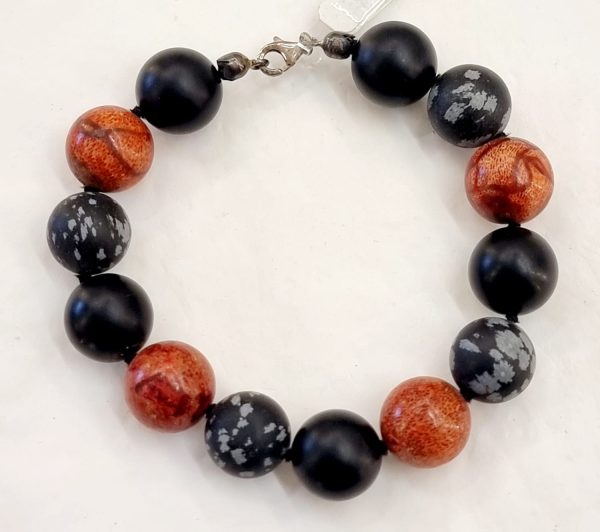 Bracciale ossidiana e diaspro
