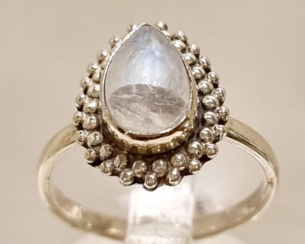 Anello labradorite bianca