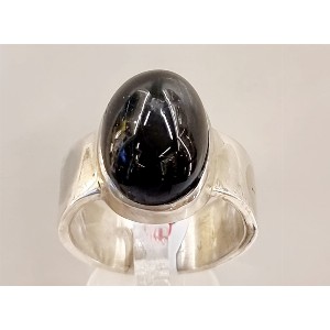 Anello unisex argento e ossidiana
