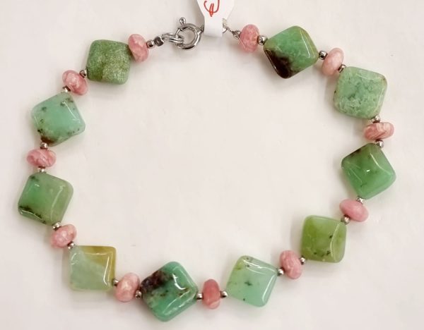 Bracciale crisoprasio e rodocrosite