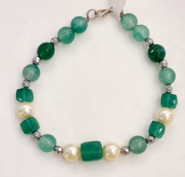 Bracciale agata e perle di  fiume