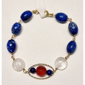 Bracciale lapislazzuli, quarzo e agata