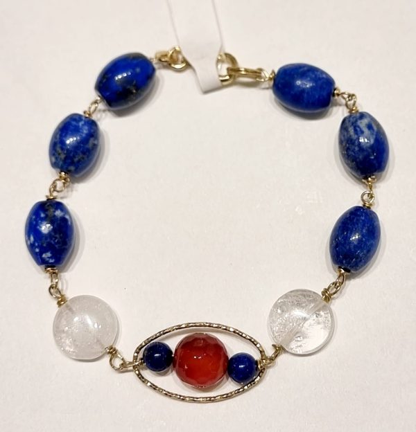 Bracciale lapislazzuli, quarzo e agata