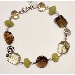 Bracciale topazio, quarzo e giada